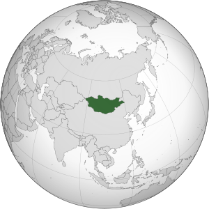 Mongolia en el mapa del mundo