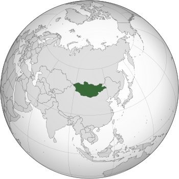 Location of Mongolia (green)