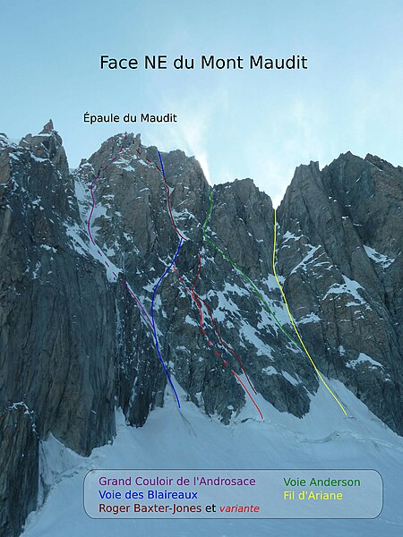 File:Mont Maudit - North-East face - Routes.jpg