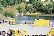 Deutsch: BMX-Fahrer beim Munich Mash 2023 auf der BMX-Bühne beim Theatron im Olympia Park