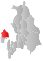 Mapa do condado de Viken com Bærum em destaque.