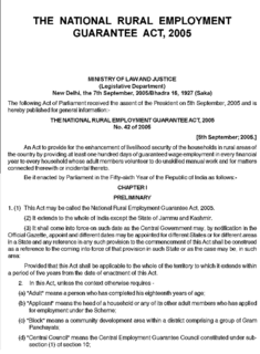 National Rural Employment Guarantee Act, 2005 Act of the Parliament of India. Original name National Rural Employment Guarantee Act, 2005, renamed by Act 46 of 2009