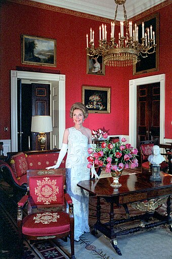 Reagan models for Vogue in the Red Room, 1981