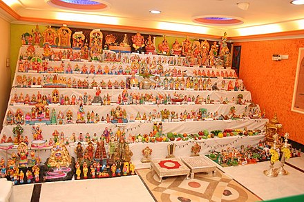 Golu dolls arrangement in Coimbatore, Tamil Nadu.