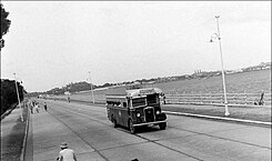 Albion Motors bus of NSR travelling on Tank Bund. c. 1932 Nizam-State-Road-Transport-buses TankBund.jpg