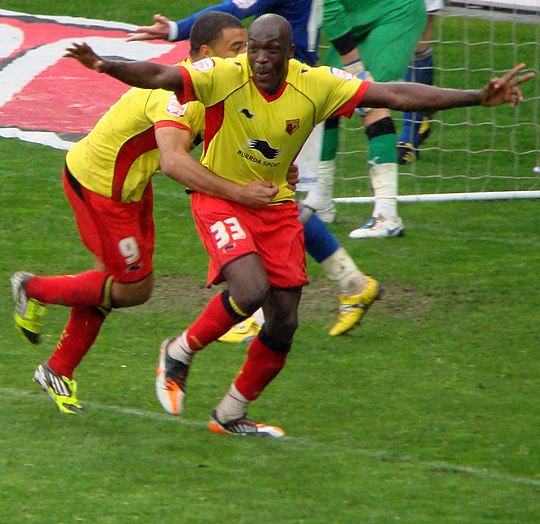 Nyron Nosworthy celebrates a goal against Cardiff City in the 2011–12 season.