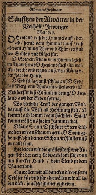 <span class="mw-page-title-main">O Heiland, reiß die Himmel auf</span> German Advent song (1622)