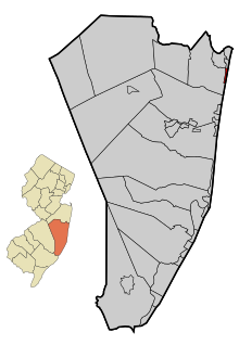 Ocean County New Jersey Incorporated en Unincorporated gebieden Mantoloking Highlighted.svg