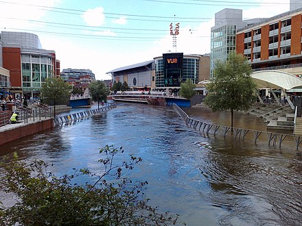 River Kennet during the 2007 floods at the riverside level of The Oracle