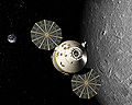 Orion CEV on lunar orbit, as of 20/07/06, now obsolete.