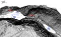 Orografie systému Lago di Santa Croce - Lago Morto při pohledu od západu