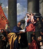 1524-1526 English: Titian, en:Pesaro Madonna (detail), Santa Maria Gloriosa dei Frari (Venezia)