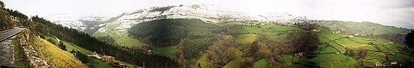 Panorama of the gateway to Alisas, in the municipio of Riotuerto, Cantabria