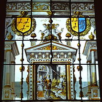 Domestic window by Dirck Crabeth for the house of Adriaen Dircxzoon van Crimpen of Leiden. (1543) The windows show scenes from the lives of the Prophet Samuel and the Apostle Paul. Musée des Arts Décoratifs, Paris.[13]