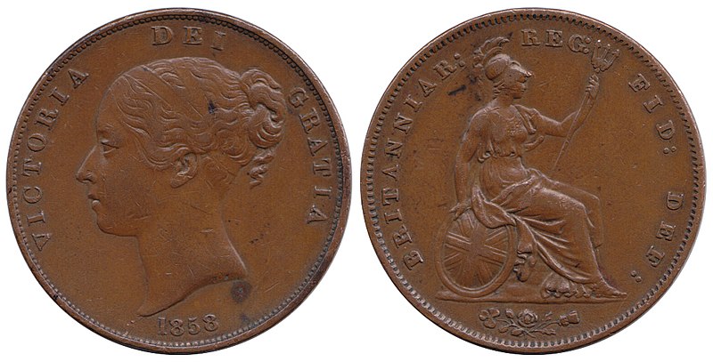 ファイル:Penny Great Britain, 1858, Victoria.jpg