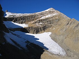 Vue sur le pic du Taillon et son glacier (été 2006).