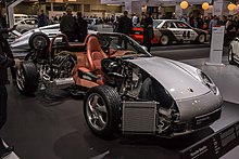 Porsche Boxster cutaway showing the inner workings of the car Porsche, Techno-Classica 2018, Essen (IMG 9717).jpg