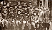 Maj. Gen. G. I. Khetagurov (seated front center in overcoat) with other officers of the 82nd Guards, Nov. 1944 Poznan, 82 dyw. p..jpg