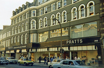 Pratt's department store in summer 1978. The store closed down in 1990 and the building was demolished in 1996.[11]