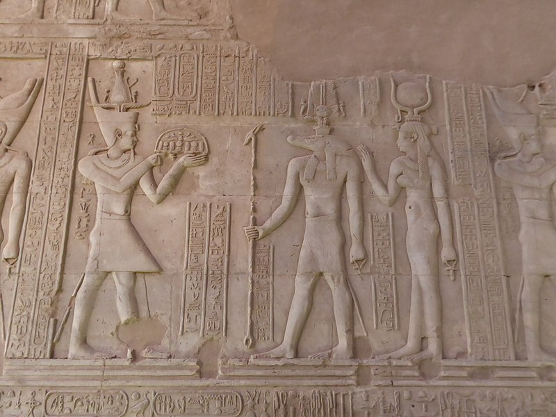 File:Ptolemy before Sobek & Hathor, Kom Ombo.jpg