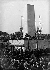 Unveiling of the memorial to the victims of the R101 disaster outside Allonne