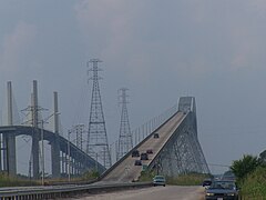 Rainbow and Veteran's Memorial bridges near Sabine Lake