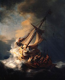 Rembrandt's only known seascape, The Storm on the Sea of Galilee, 1633. The painting is still missing after the robbery from the Isabella Stewart Gardner Museum in 1990. (Source: Wikimedia)