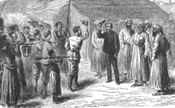 Henry Morton Stanley ontmoet David Livingstone in Oedjidji, 1871