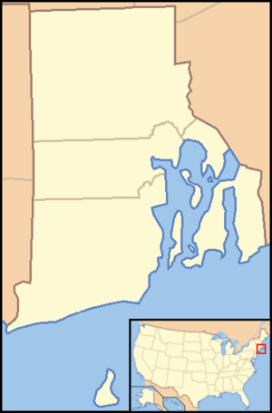 A map of Rhode Island showing its divisions into 5 counties. Each county is labeled.