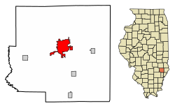Richland County Illinois Incorporated and Unincorporated areas Olney Highlighted.svg