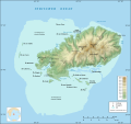 Rodrigues Island topographic labelled map (in Deutsch)