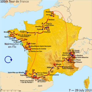 Carte du tour de France 2018