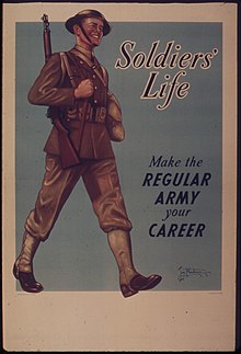 World War II-era poster advertising a career in the Regular Army SOLDIERS' LIFE. MAKE THE REGULAR ARMY YOUR CAREER - NARA - 515446.jpg
