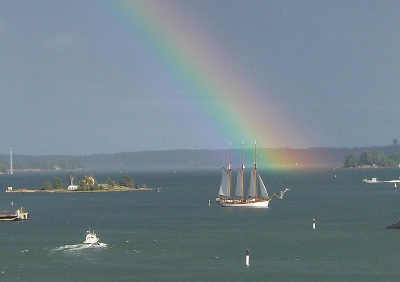 File:Sailing boat under rainbow in Helsinki.jpg