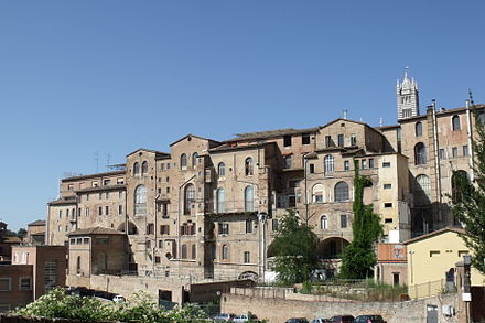 Panorama of Siena's Santa Maria della Scala Hospital, one of Europe's oldest hospitals.