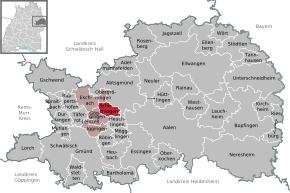 Poziția Schechingen pe harta districtului Ostalbkreis