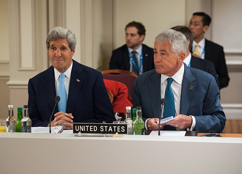 File:Secretary Kerry Smiles Before Meeting He and Defense Secretary Hagel Convened About ISIL During NATO Summit in Wales (14958676457).jpg