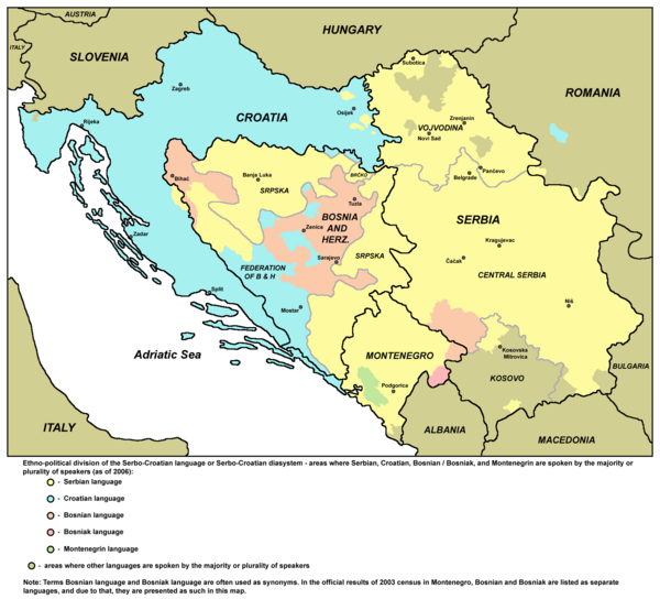 język chorwacki, język bośniacki, język serbski (2006)