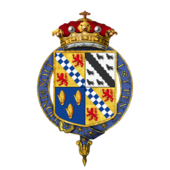 Arms of the 6th Marquess Shield of arms of Charles Vane-Tempest-Stewart, 6th Marquess of Londonderry, KG, GCVO, CB, PC, JP, DL.png