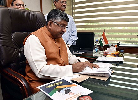 Ravi Shankar Prasad taking charge as the Union Minister for Law and Justice, in New Delhi on June 03, 2019.