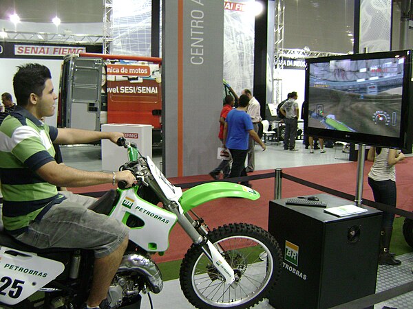 Motorcycle simulator of Bienal do Automóvel exhibition, in Belo Horizonte, Brazil