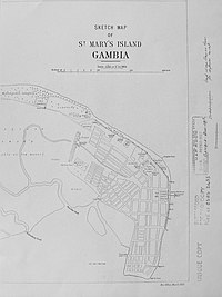 Sketsa Peta dari St mary's Pulau, Gambia, Perang Kantor, Maret 1909 2.jpg