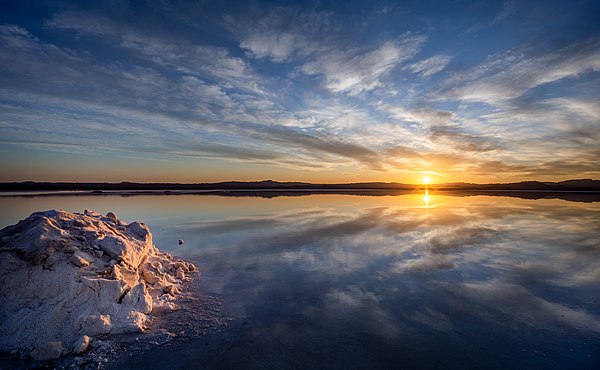 Soltan lake in Iran with salt mounds