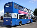 The rear of Southern Vectis 4834 Compton Bay (R834 MFR), a Volvo Olympian/East Lancs Pyoneer, in Ryde, Isle of Wight bus station operating the Bestival 2010 shuttle service between Ryde and Robin Hill.