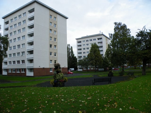 Refurbished 1960s apartment blocks at St Andrew's Crescent