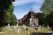 Hound's tiny 13th-century parish church is set in a large churchyard. St Mary's Church, Hound Road, Hound (NHLE Code 1322693) (May 2019) (17).JPG