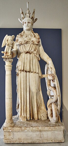 The Varvakeion Athena, a Roman-era statue of Athena Parthenos considered to be the most faithful reproduction of the chryselephantine statue made by P