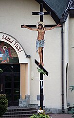 Svidník (Slovakia): Cross in front of a church