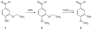 Thumbnail for File:Synthesis Ethylvanillin from Isovanillin.svg