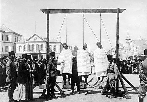 Three Syrian rebels hanged in Marjeh Square during Syrian Revolt of 1925–1927